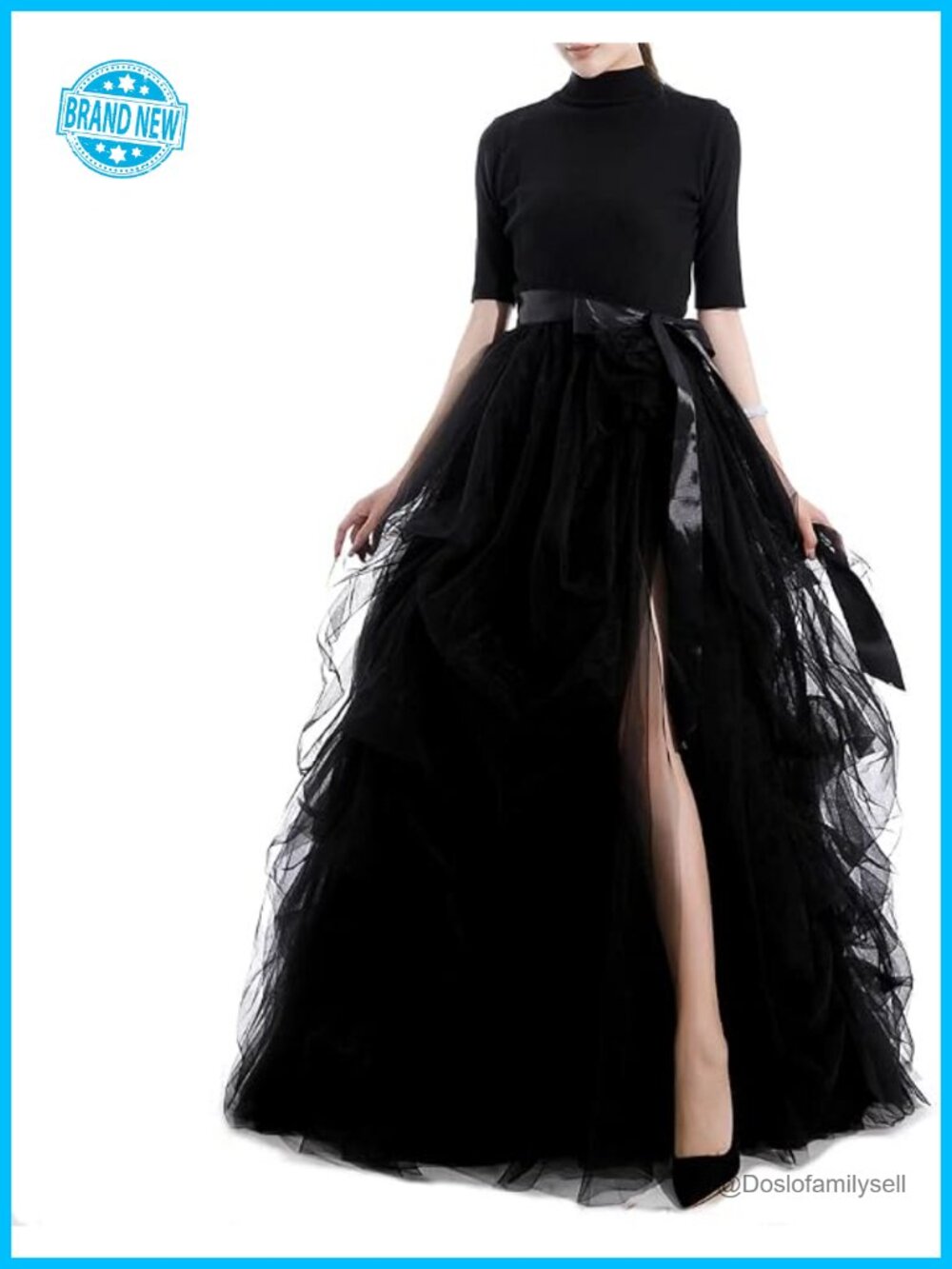 Floor Length A-Line Tutu Tulle Skirt with Elastic Waistband for Night Out